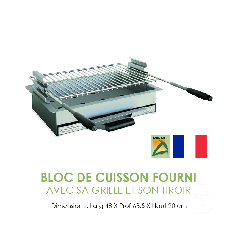 Barbecue en pierre Mons Bloc de cuisson en acier pour barbecue en pierre