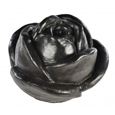 Rose en pierre ton anthracite ciré 26 cm Rose en pierre ton anthracite ciré 26 cm