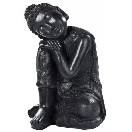 Statue Bouddha penseur béton ciré noir - H 58 cm Statue Bouddha penseur béton ciré noir - H 58 cm
