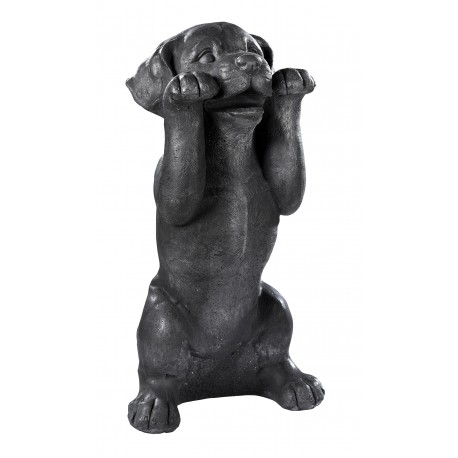 Statue Chien au journal en béton ciré noir - H 47 cm Statue Chien au journal en béton ciré noir - H 47 cm
