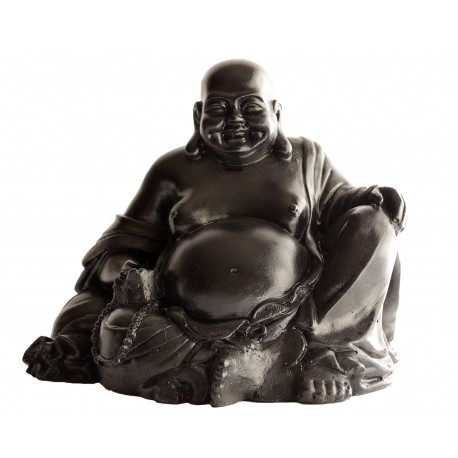 Statue mini Bouddha rieur ciré noir - H 20 cm Statue mini Bouddha rieur ciré noir - H 20 cm