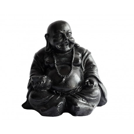 Statue mini Bouddha rieur ciré noir - H 20 cm Statue mini Bouddha rieur ciré noir - H 20 cm