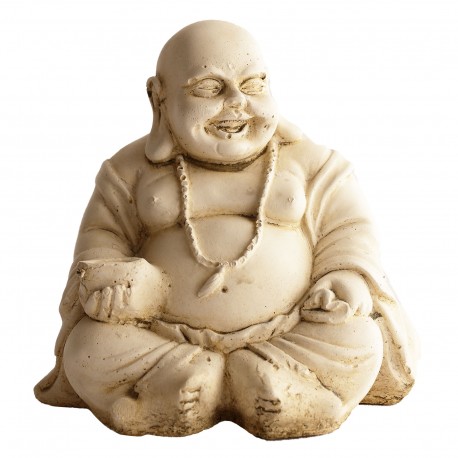 Statue mini Bouddha rieur ton pierre - H 20 cm Statue mini Bouddha rieur ton pierre - H 20 cm
