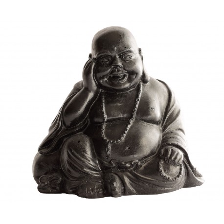 Statue mini Bouddha à la coupe ciré noir - H 15 cm Statue mini Bouddha à la coupe ciré noir - H 15 cm