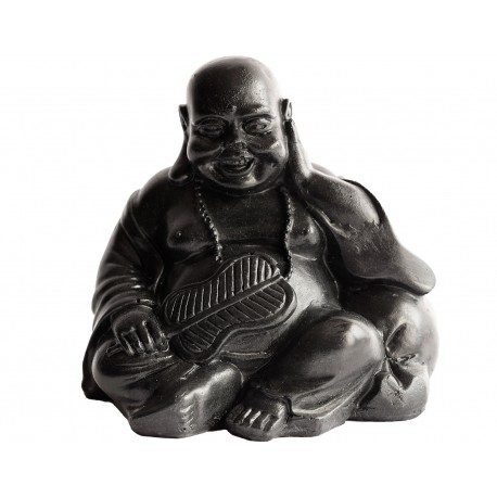 Statue mini Bouddha au bracelet ciré noir - H 14 cm Statue mini Bouddha au bracelet ciré noir - H 14 cm