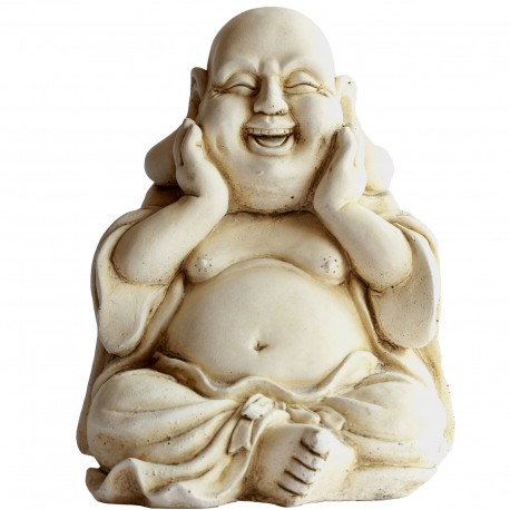 Statue Bouddha Chinois joyeux ciré noir - H 28cm Statue Bouddha Chinois joyeux ciré noir - H 28cm