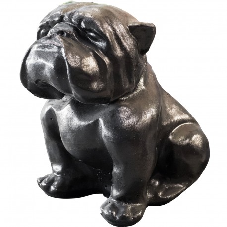 Statue Bouledogue assis béton ciré noir - H 43 cm Statue Bouledogue assis béton ciré noir - H 43 cm