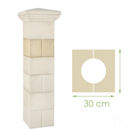 Élément de pilier rainuré ton pierre - 30cm Élément de pilier rainuré ton pierre - 30cm