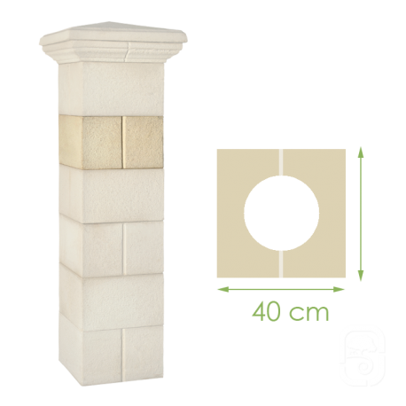 Élément de pilier rainuré ton pierre - 40cm Élément de pilier rainuré ton pierre - 40cm
