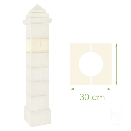 Élément de pilier rainuré ton blanc - 30cm Élément de pilier rainuré ton blanc - 30cm