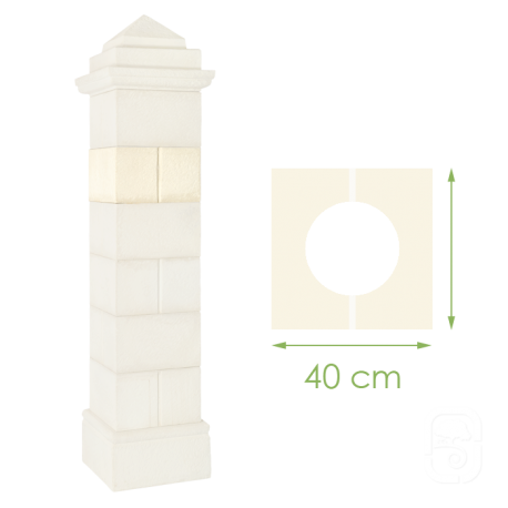 Élément de pilier rainuré ton blanc - 40cm Élément de pilier rainuré ton blanc - 40cm